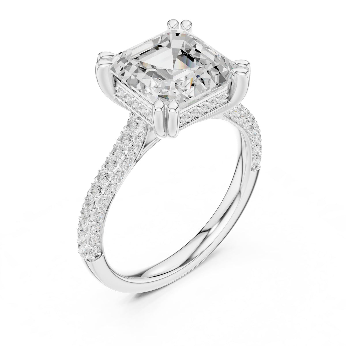 Emerald Accented Lab Grown Diamond Engagement Ring