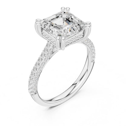 Emerald Accented Lab Grown Diamond Engagement Ring