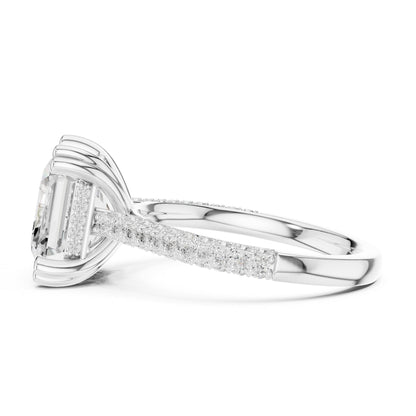 Emerald Accented Lab Grown Diamond Engagement Ring