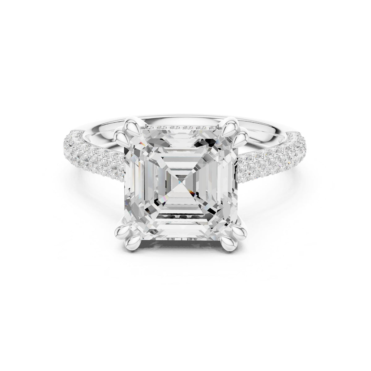 Emerald Accented Lab Grown Diamond Engagement Ring