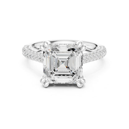 Emerald Accented Lab Grown Diamond Engagement Ring