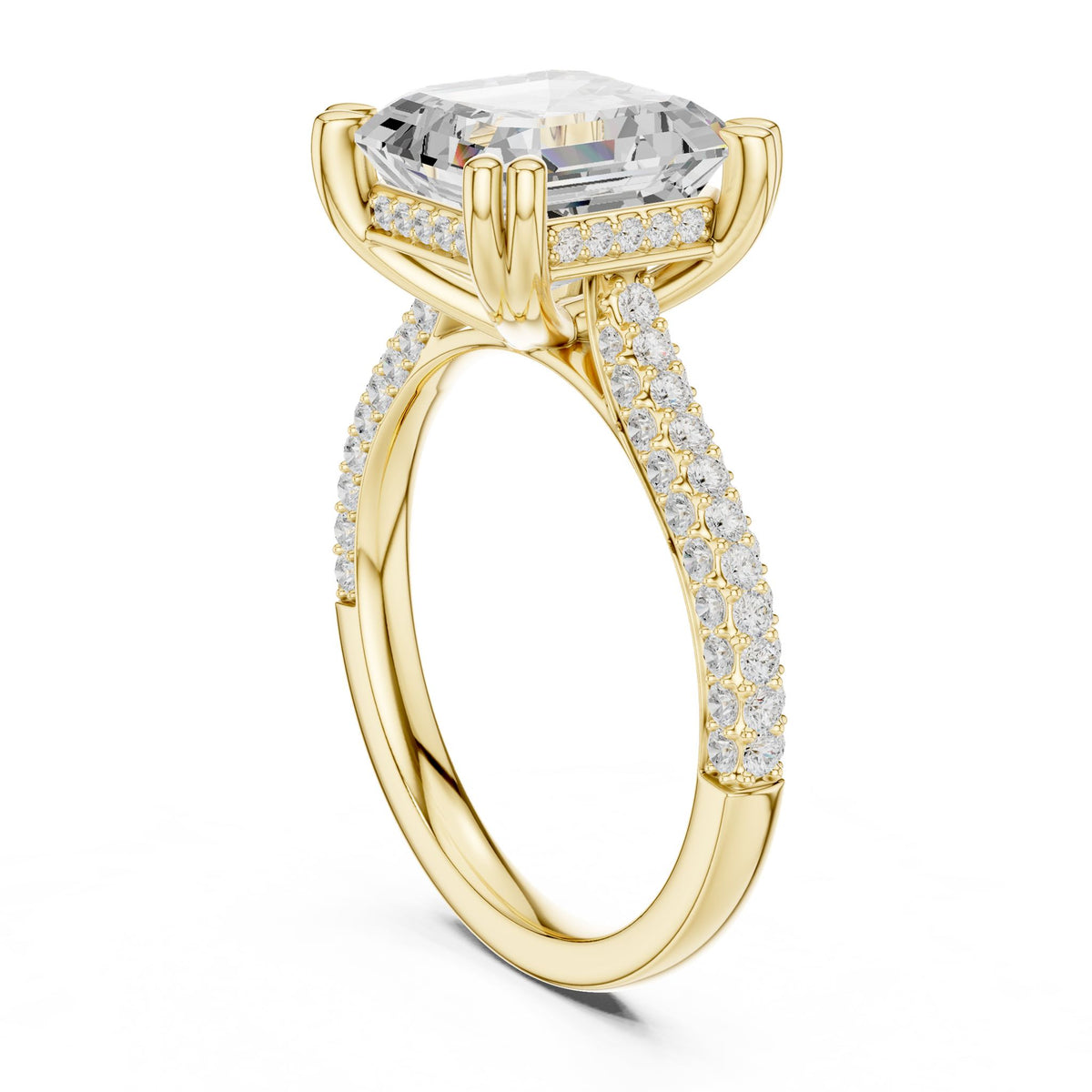 Emerald Accented Lab Grown Diamond Engagement Ring