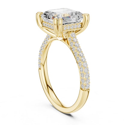 Emerald Accented Lab Grown Diamond Engagement Ring