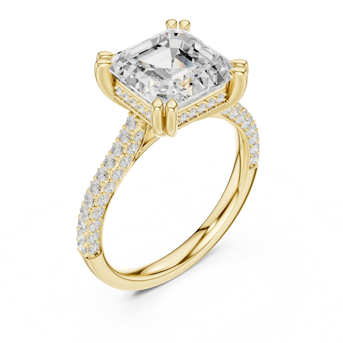 Emerald Accented Lab Grown Diamond Engagement Ring