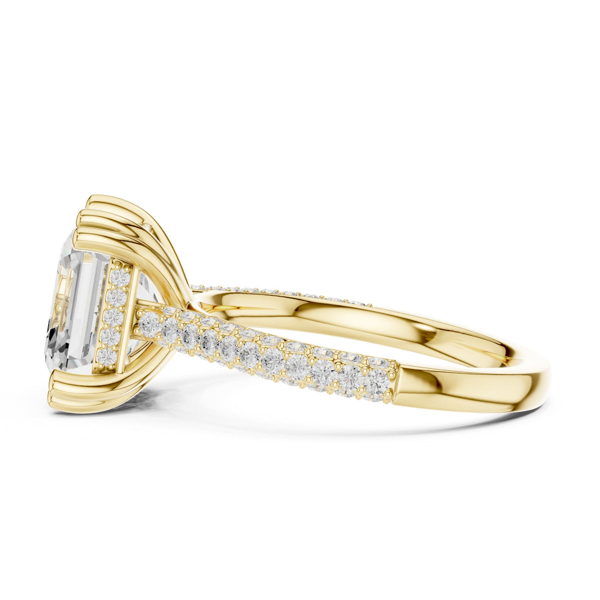 Emerald Accented Lab Grown Diamond Engagement Ring