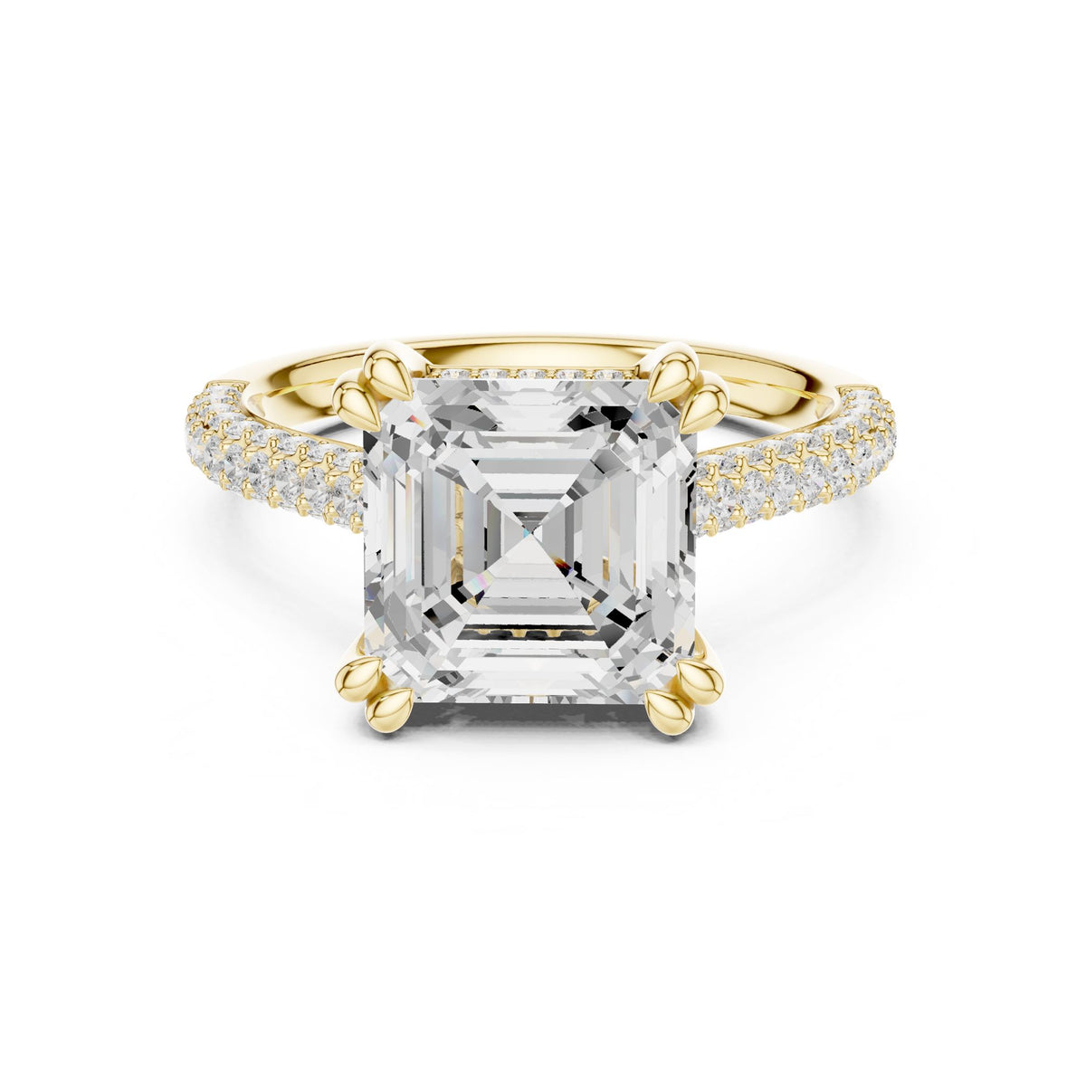 Emerald Accented Lab Grown Diamond Engagement Ring