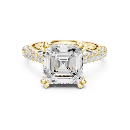 Emerald Accented Lab Grown Diamond Engagement Ring