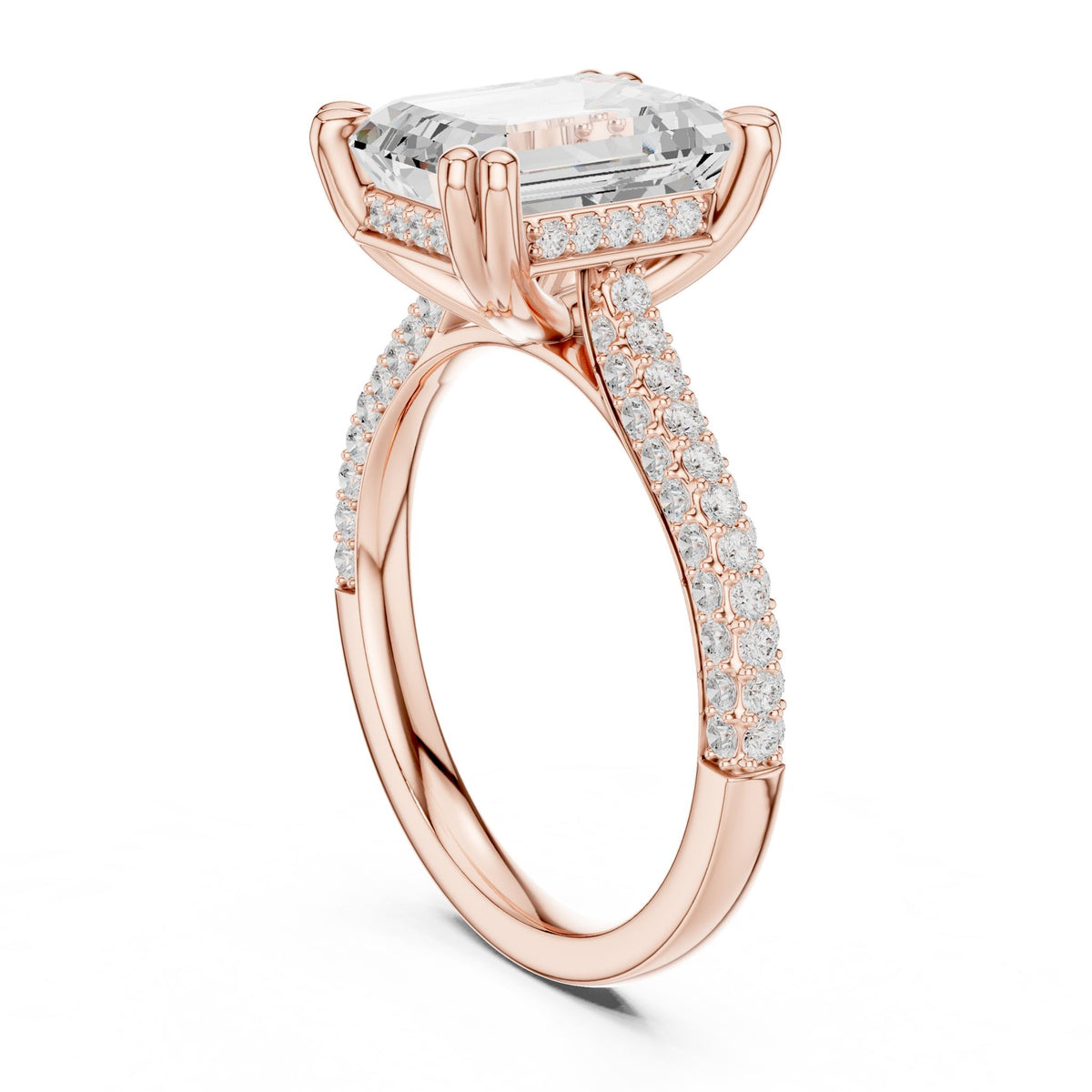 Emerald Accented Lab Grown Diamond Engagement Ring