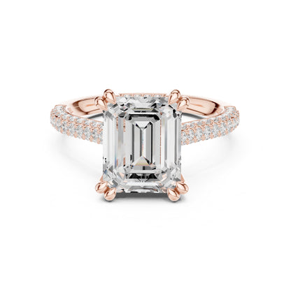 Emerald Accented Lab Grown Diamond Engagement Ring