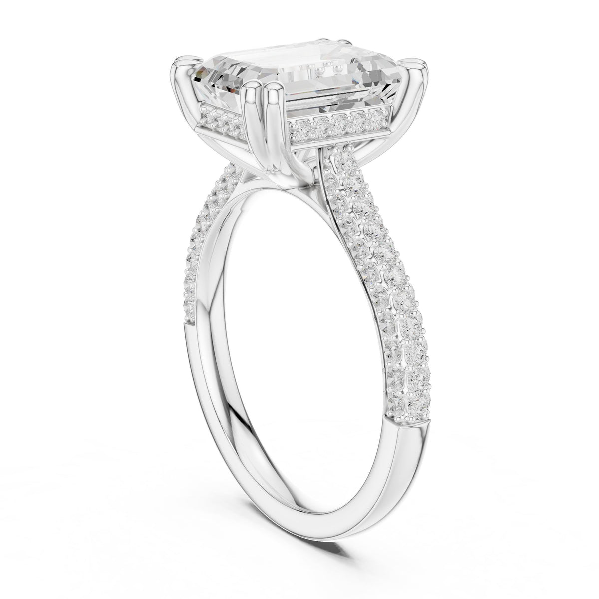Emerald Accented Lab Grown Diamond Engagement Ring