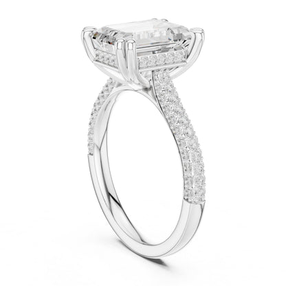 Emerald Accented Lab Grown Diamond Engagement Ring