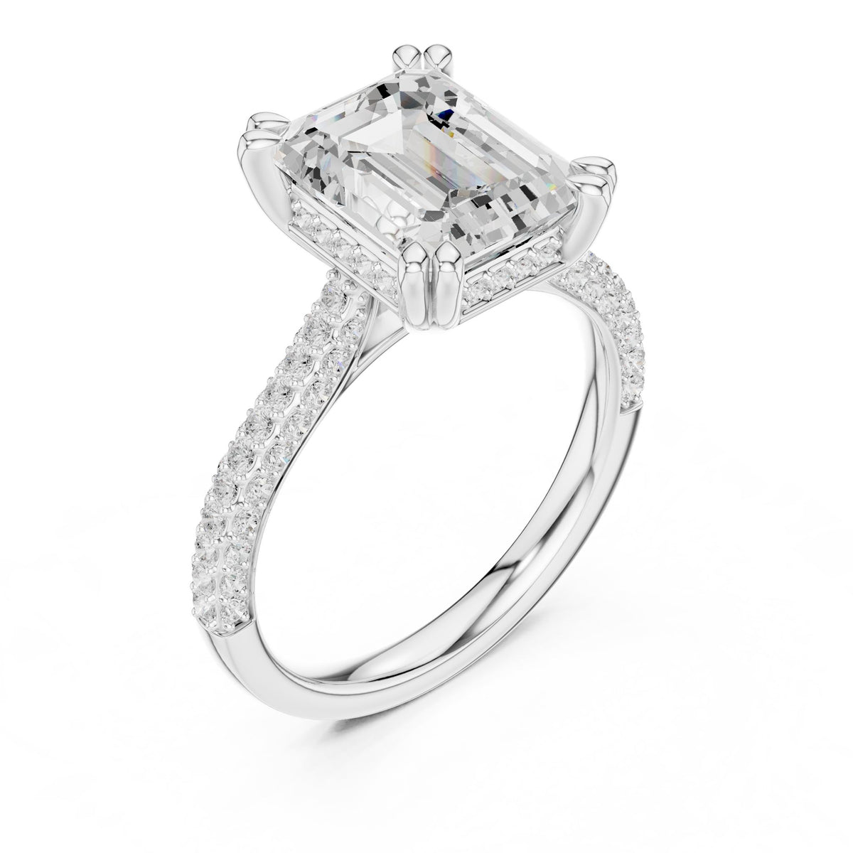 Emerald Accented Lab Grown Diamond Engagement Ring