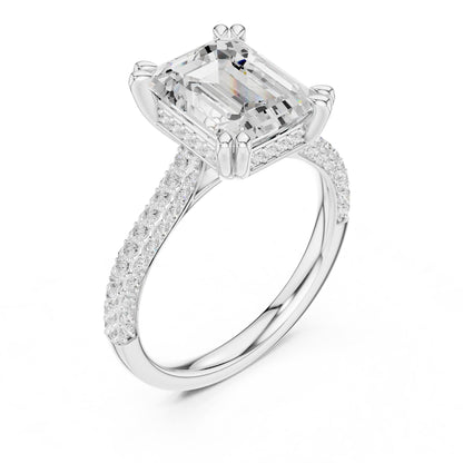 Emerald Accented Lab Grown Diamond Engagement Ring