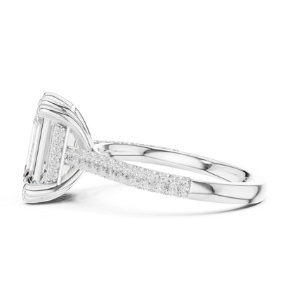 Emerald Accented Lab Grown Diamond Engagement Ring