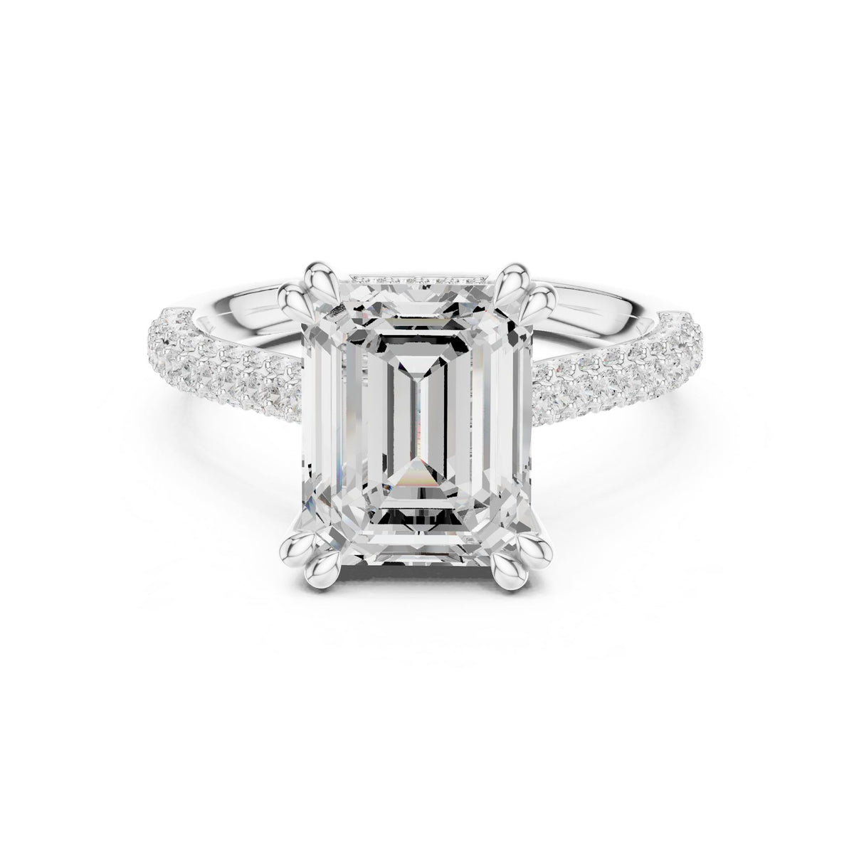 Emerald Accented Lab Grown Diamond Engagement Ring