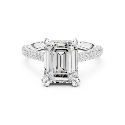Emerald Accented Lab Grown Diamond Engagement Ring