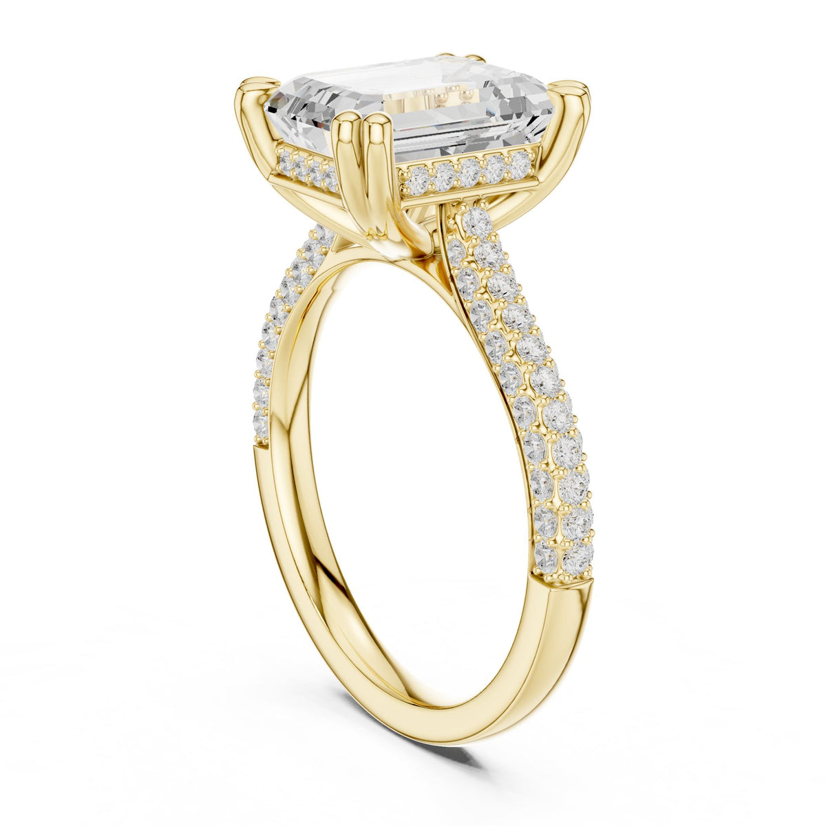 Emerald Accented Lab Grown Diamond Engagement Ring