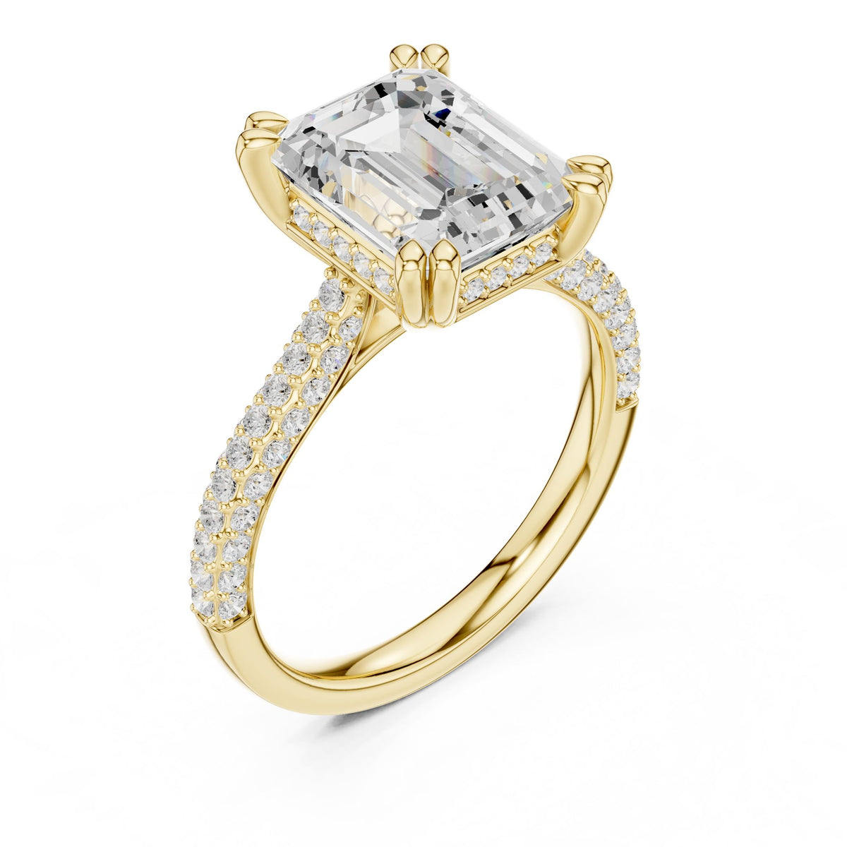 Emerald Accented Lab Grown Diamond Engagement Ring