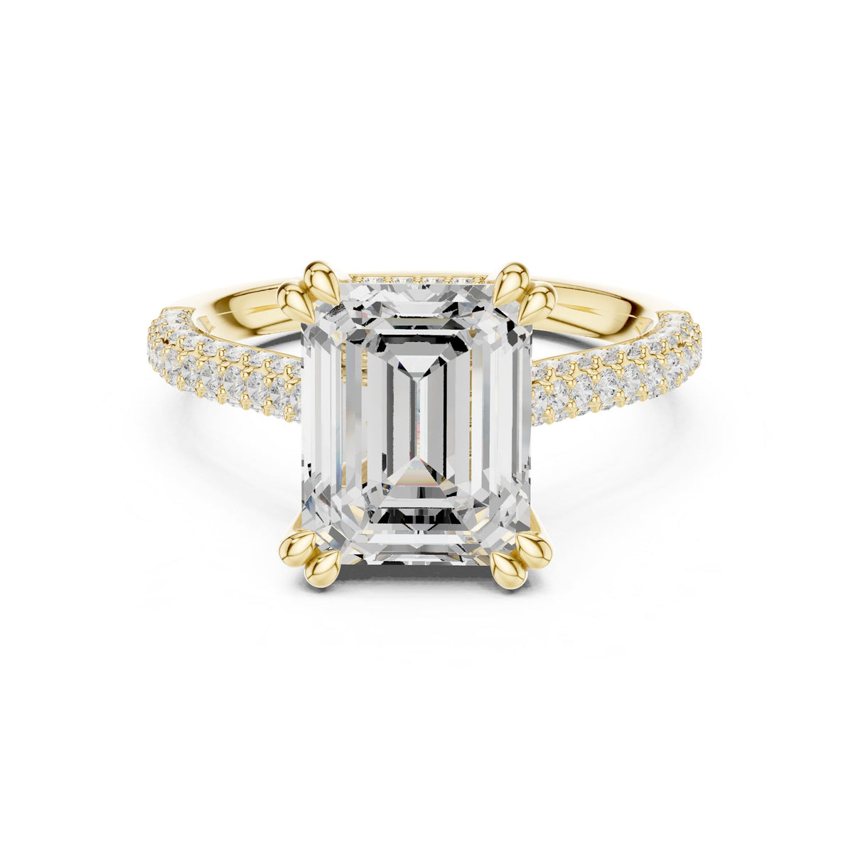Emerald Accented Lab Grown Diamond Engagement Ring