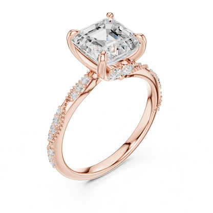 Emerald Accented Lab Grown Diamond Engagement Ring