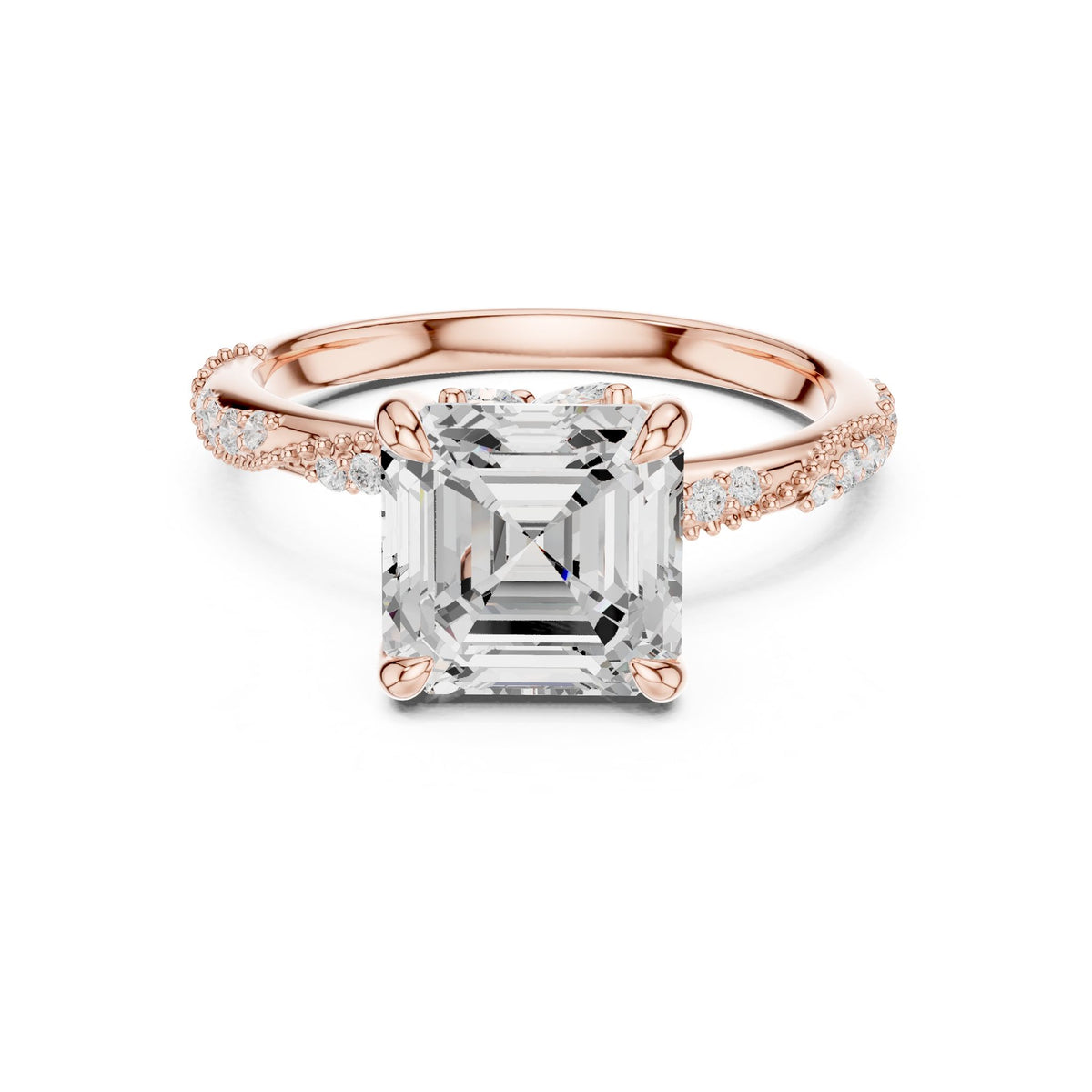 Emerald Accented Lab Grown Diamond Engagement Ring
