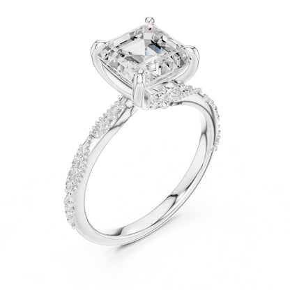 Emerald Accented Lab Grown Diamond Engagement Ring