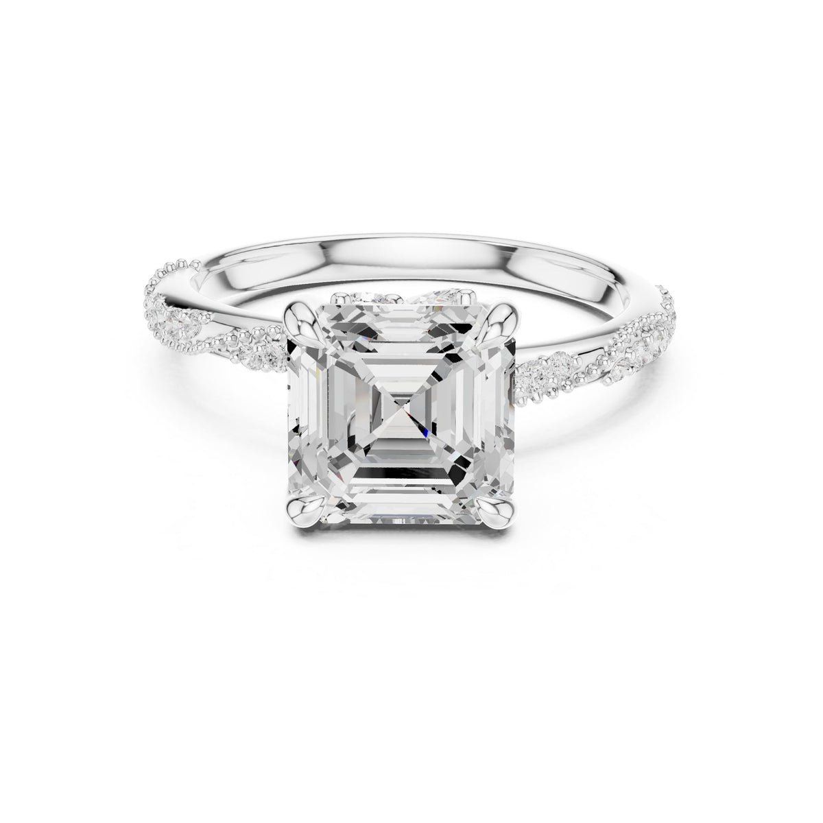 Emerald Accented Lab Grown Diamond Engagement Ring
