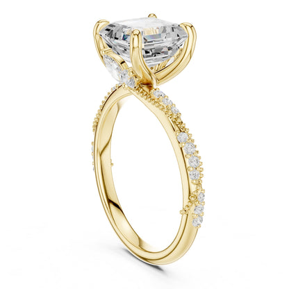 Emerald Accented Lab Grown Diamond Engagement Ring