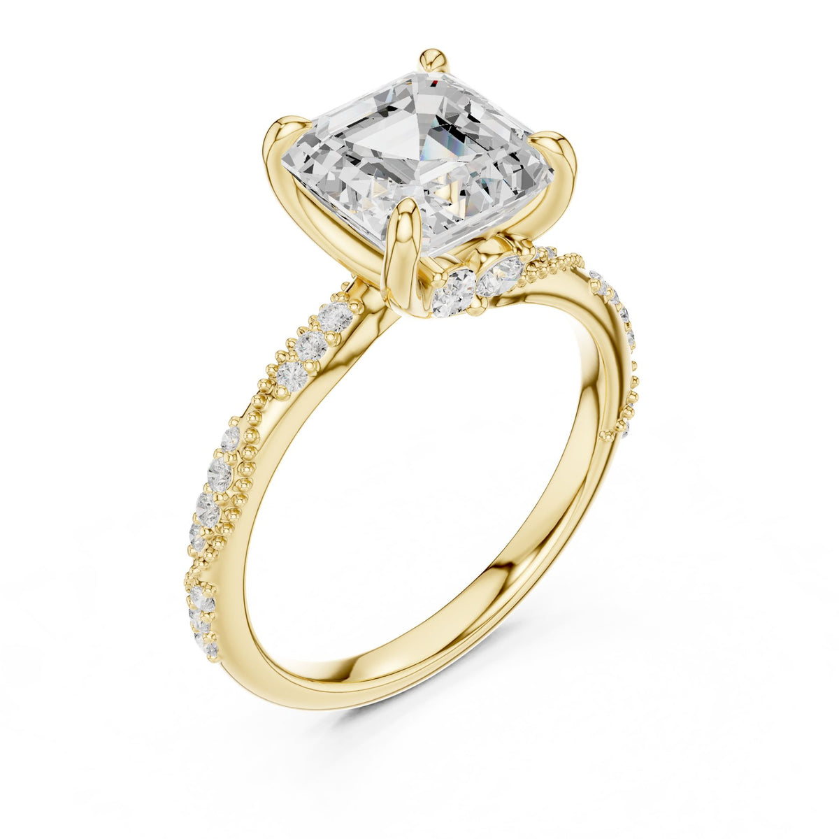 Emerald Accented Lab Grown Diamond Engagement Ring