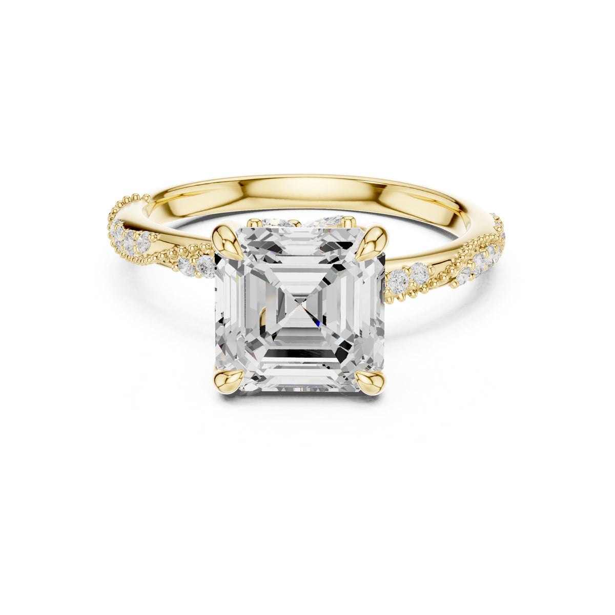 Emerald Accented Lab Grown Diamond Engagement Ring