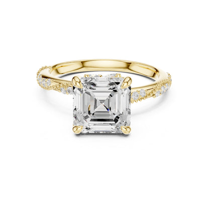 Emerald Accented Lab Grown Diamond Engagement Ring