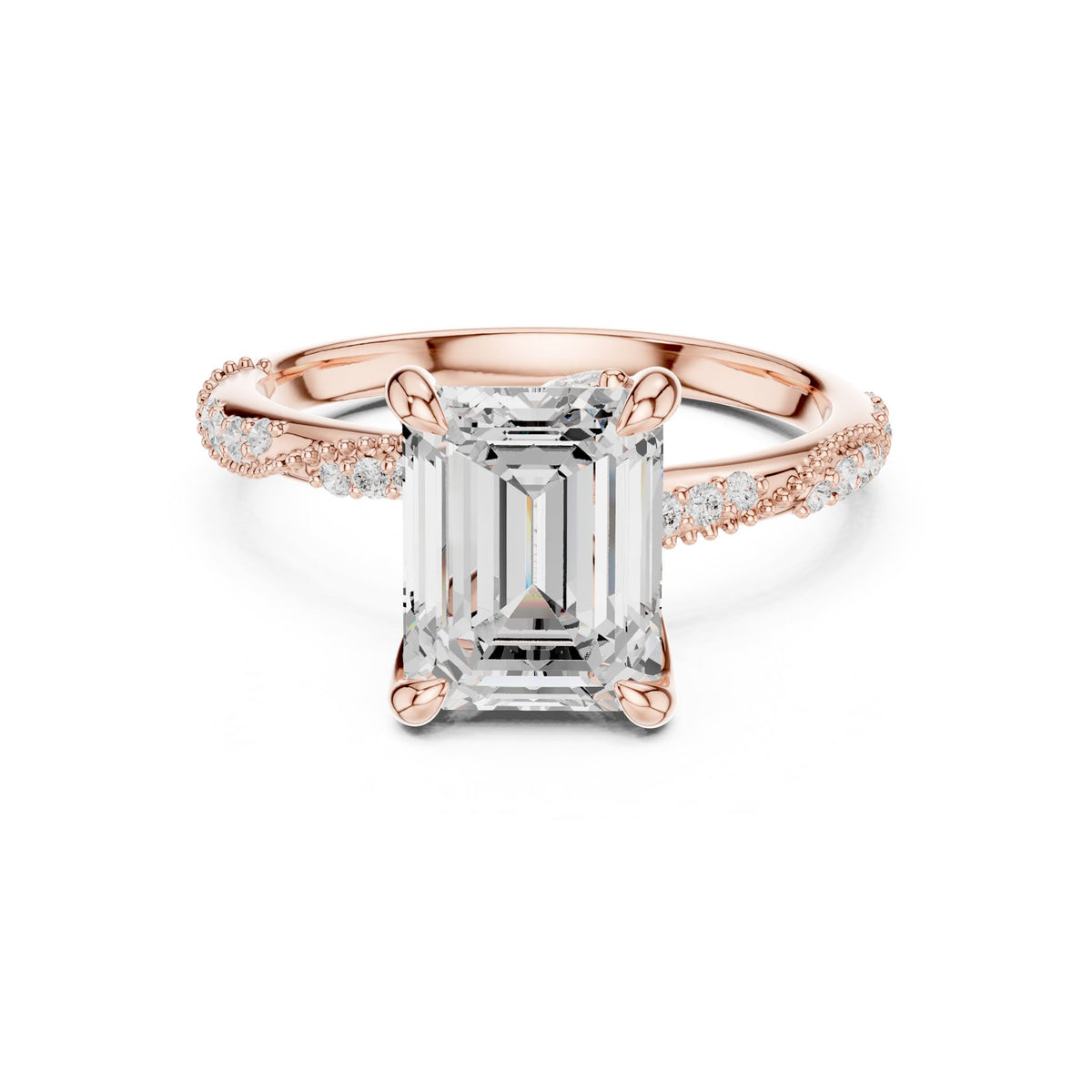 Emerald Accented Lab Grown Diamond Engagement Ring