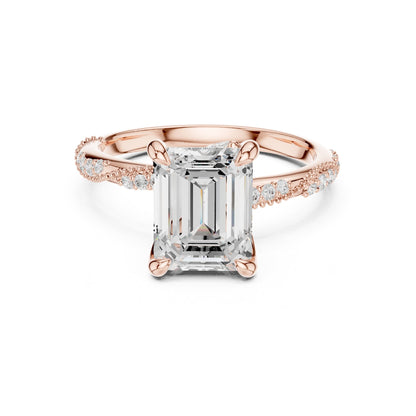 Emerald Accented Lab Grown Diamond Engagement Ring