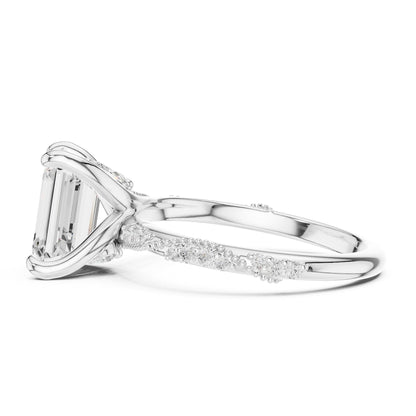 Emerald Accented Lab Grown Diamond Engagement Ring