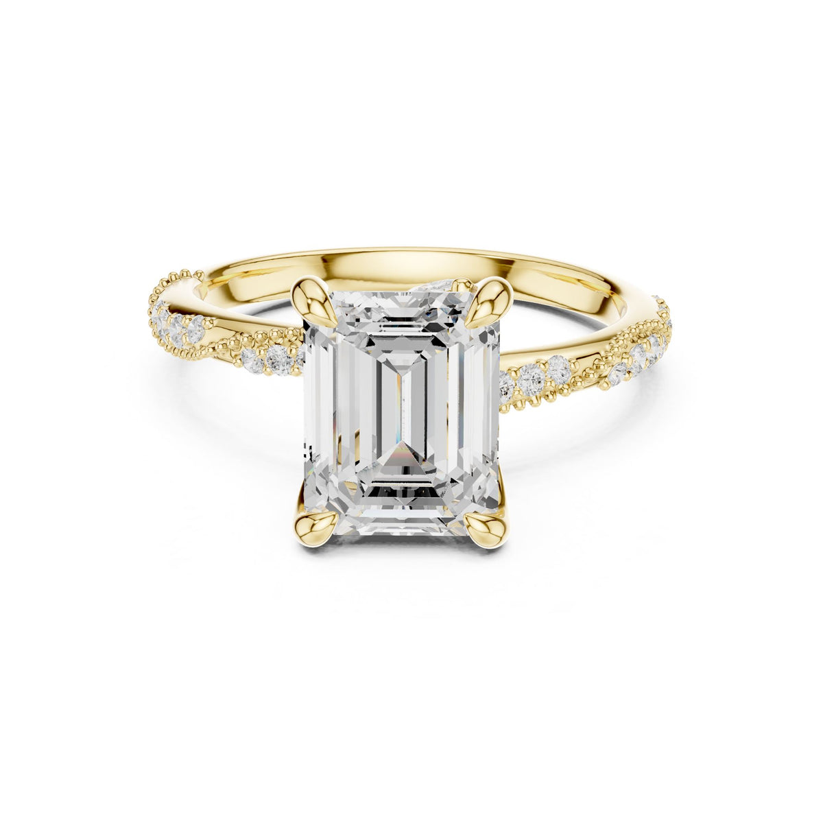Emerald Accented Lab Grown Diamond Engagement Ring