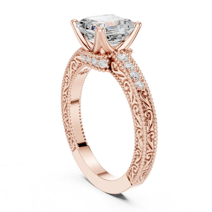 Emerald Accented Lab Grown Diamond Engagement Ring