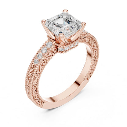 Emerald Accented Lab Grown Diamond Engagement Ring