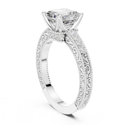 Emerald Accented Lab Grown Diamond Engagement Ring