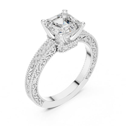 Emerald Accented Lab Grown Diamond Engagement Ring