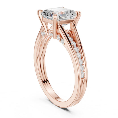 Emerald Accented Lab Grown Diamond Engagement Ring