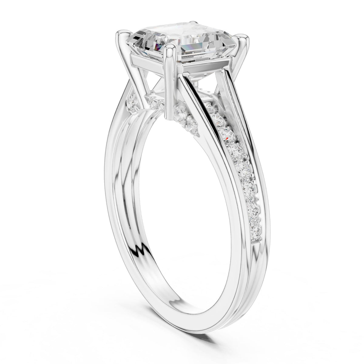 Emerald Accented Lab Grown Diamond Engagement Ring
