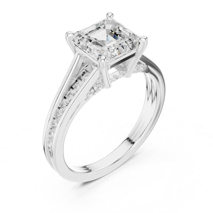 Emerald Accented Lab Grown Diamond Engagement Ring
