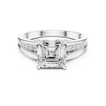 Emerald Accented Lab Grown Diamond Engagement Ring