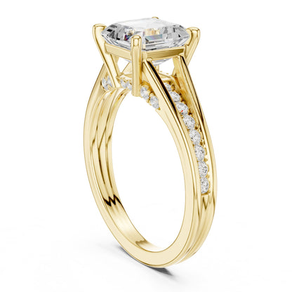 Emerald Accented Lab Grown Diamond Engagement Ring