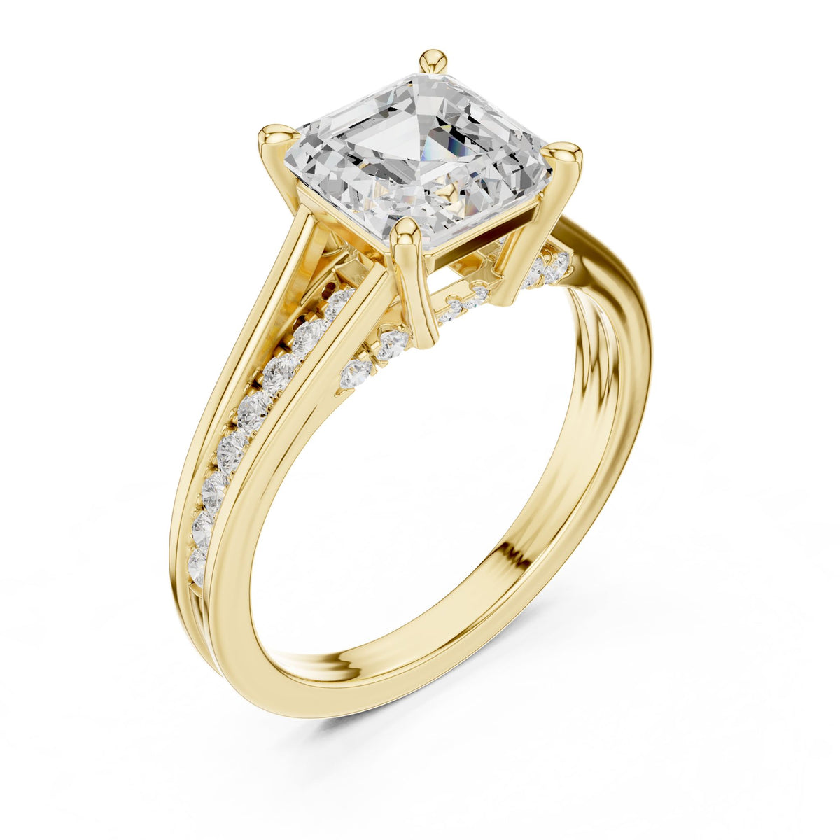 Emerald Accented Lab Grown Diamond Engagement Ring