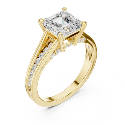 Emerald Accented Lab Grown Diamond Engagement Ring