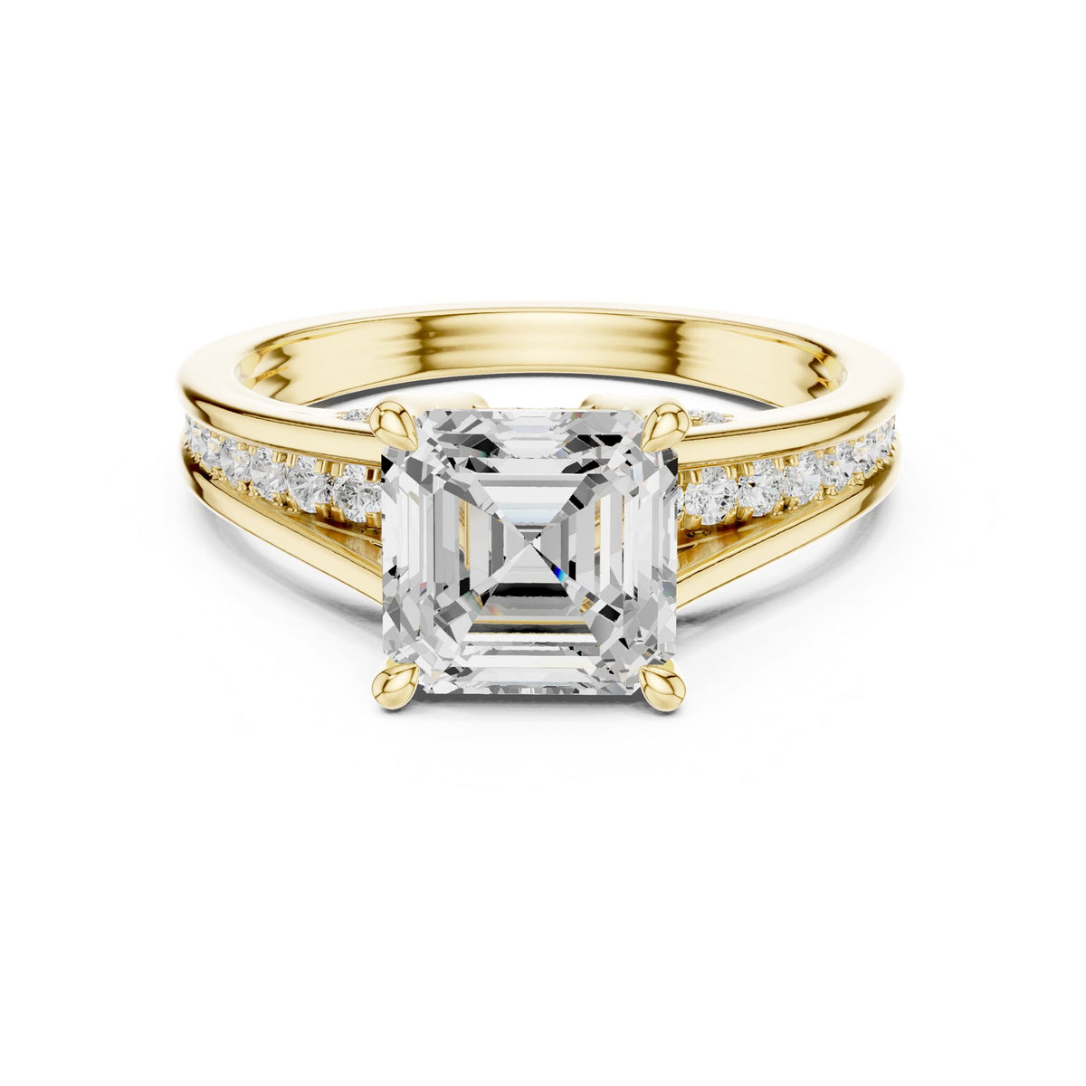 Emerald Accented Lab Grown Diamond Engagement Ring
