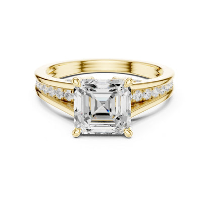 Emerald Accented Lab Grown Diamond Engagement Ring