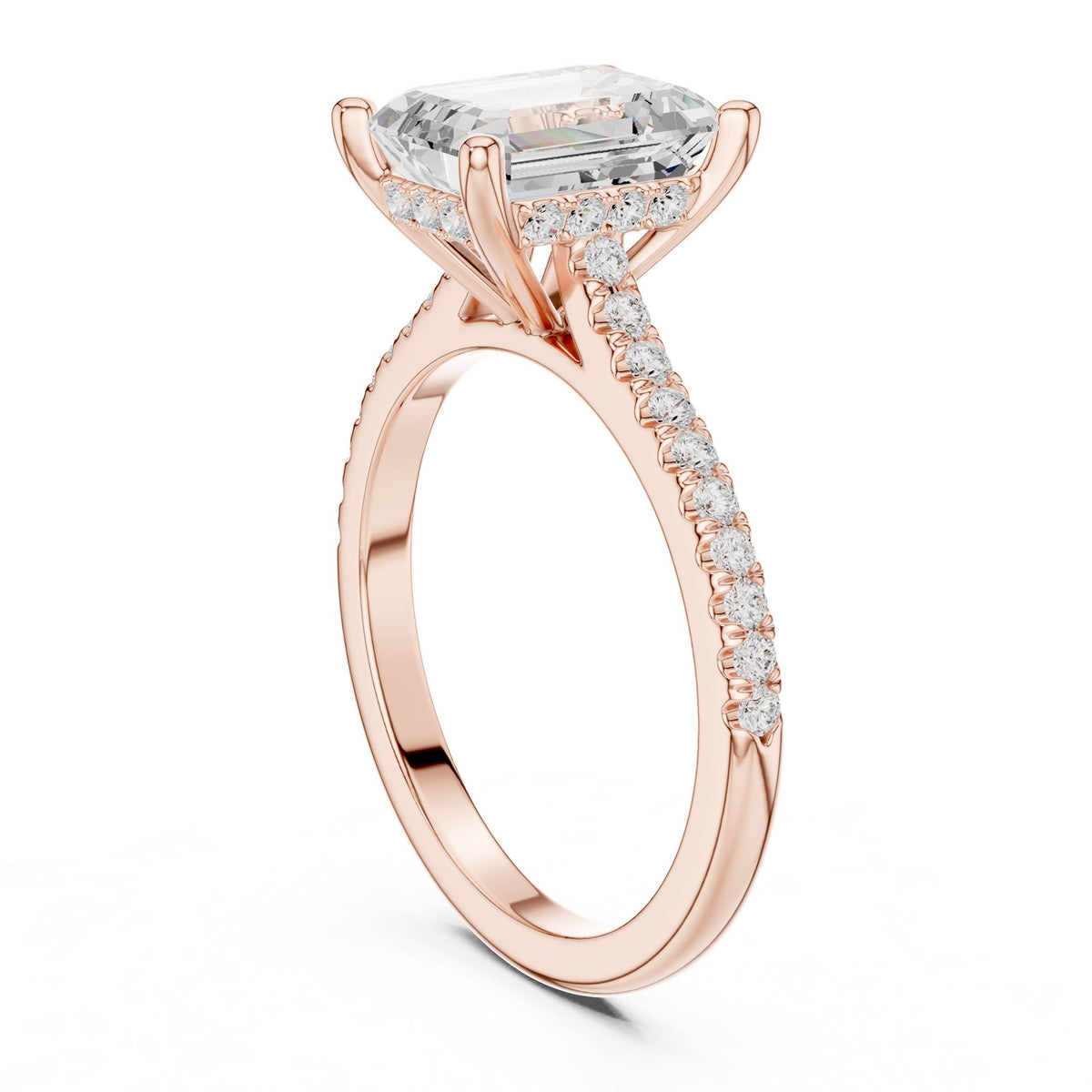 Emerald Accented Lab Grown Diamond Engagement Ring