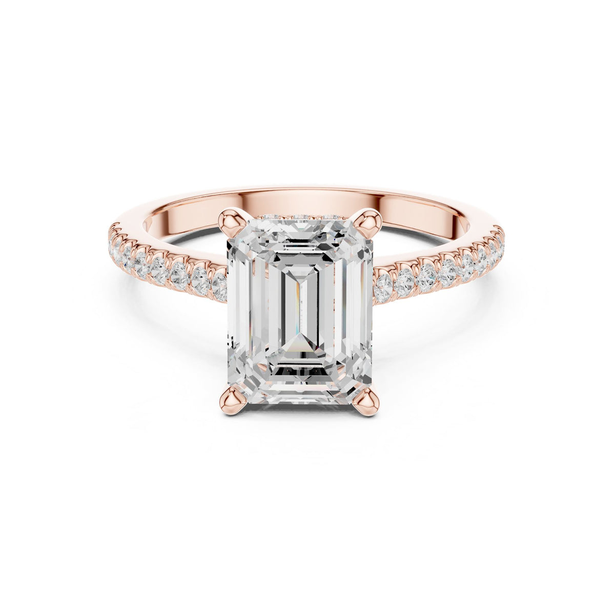 Emerald Accented Lab Grown Diamond Engagement Ring